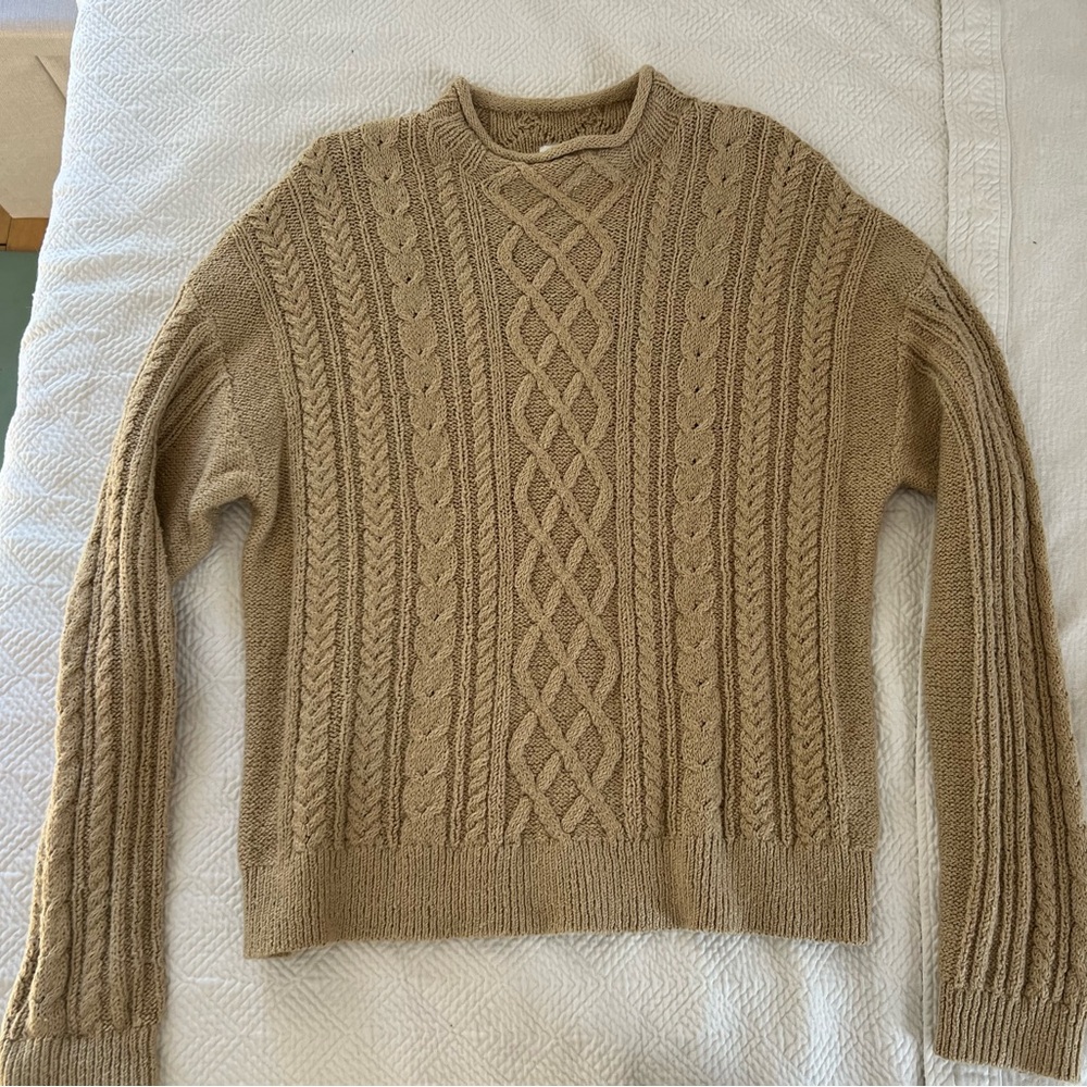 J. Crew Women's Cable Knit Crewneck Sweater in Tan
